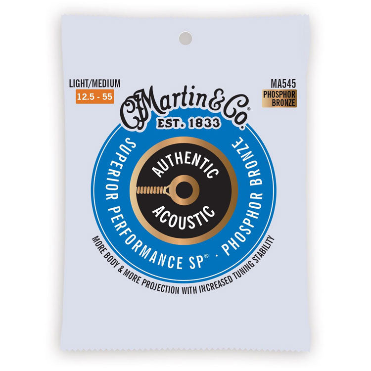 Martin Authentic Acoustic SP Phosphor Bronze Light/Medium 12.5-55 6-String Acoustic Guitar Strings