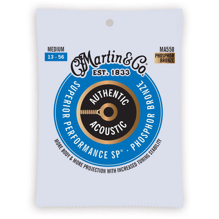Martin Authentic Acoustic SP Phosphor Bronze Medium 13-56 6-String Acoustic Guitar Strings