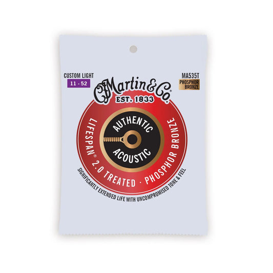 Martin Authentic Acoustic Lifespan 2.0 Guitar Strings Phosphor Bronze - Custom Light 11-52