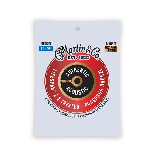 Martin Authentic Acoustic Lifespan 2.0 Guitar Strings Phosphor Bronze - Medium 13-56