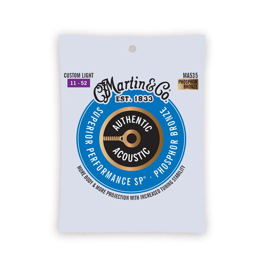 Martin Authentic Acoustic SP Guitar Strings Phosphor Bronze - Custom Light 11-52