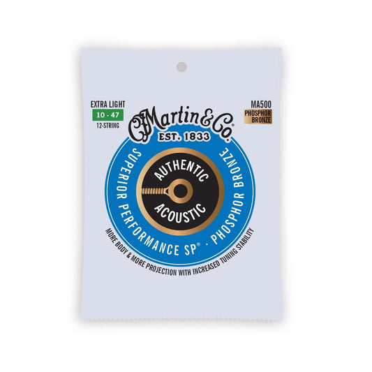 Martin Authentic Acoustic SP Guitar Strings Phosphor Bronze - Extra Light (12 String) 10-47