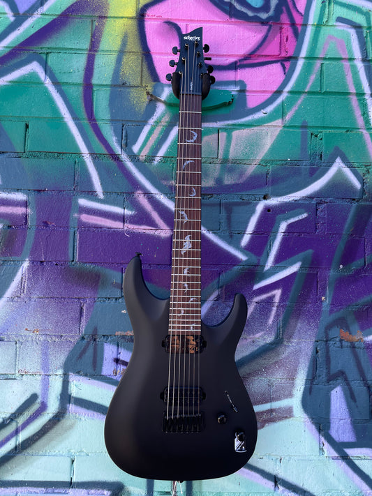 Schecter Damien-7 Electric Guitar - Satin Black