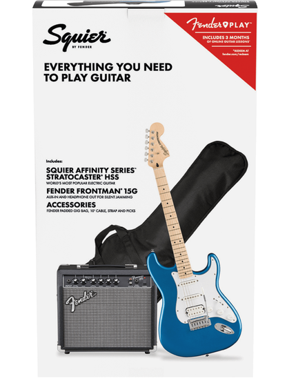 Squier Affinity Stratocaster HSS Electric Guitar Pack - Lake Placid Blue