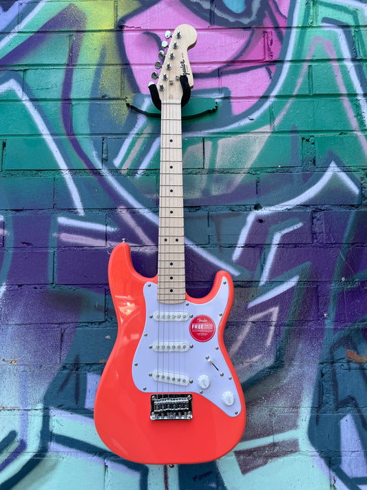 Squier FSR Mini Stratocaster Electric Guitar - Tahitian Coral