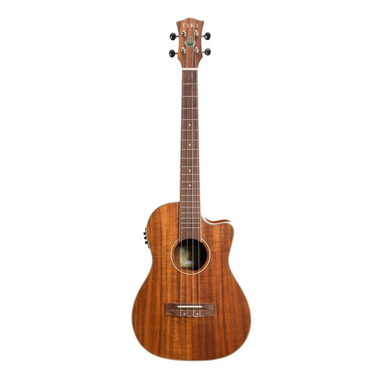 Tiki '9 Series' Koa Solid Top Electric Cutaway Baritone Ukulele w/ Hard Case - Natural Satin