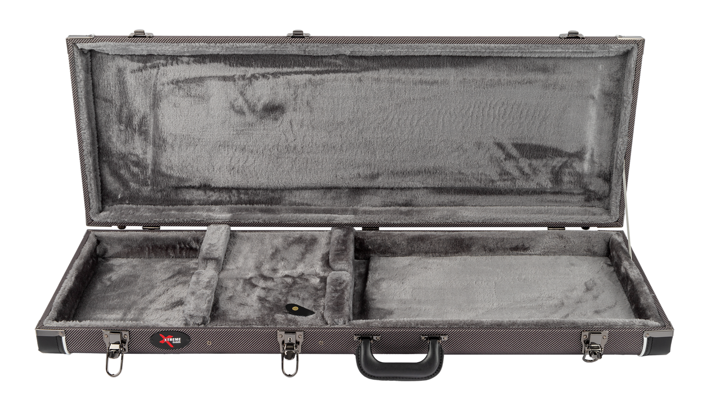 Xtreme XC610G Strat/Tele Vintage Rectangular Guitar Hard Case - Grey Tweed