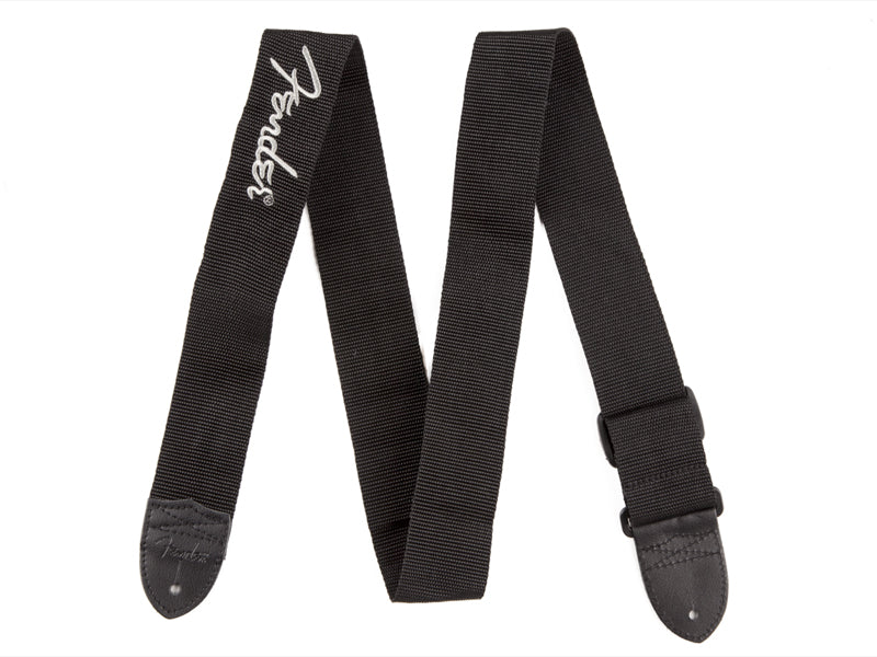 Fender Logo Strap, Black/Gray Logo, 2"