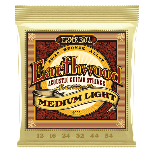 Ernie Ball Earthwood Medium Light 80/20 Bronze Acoustic Guitar Strings, 12-54 Gauge