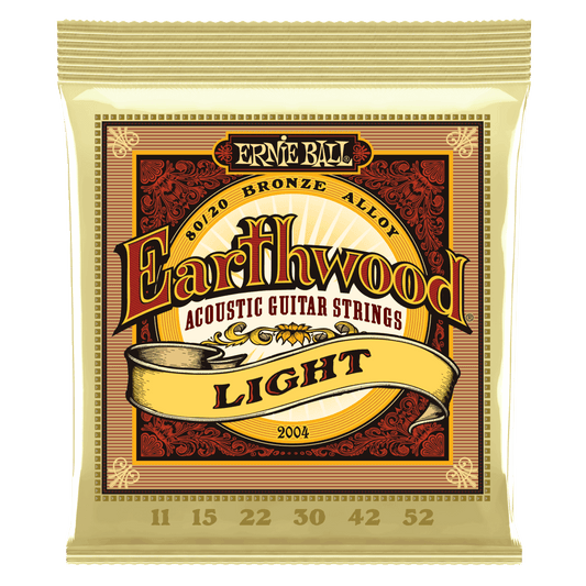 Ernie Ball Earthwood Light 80/20 Bronze Acoustic Guitar Strings, 11-52 Gauge