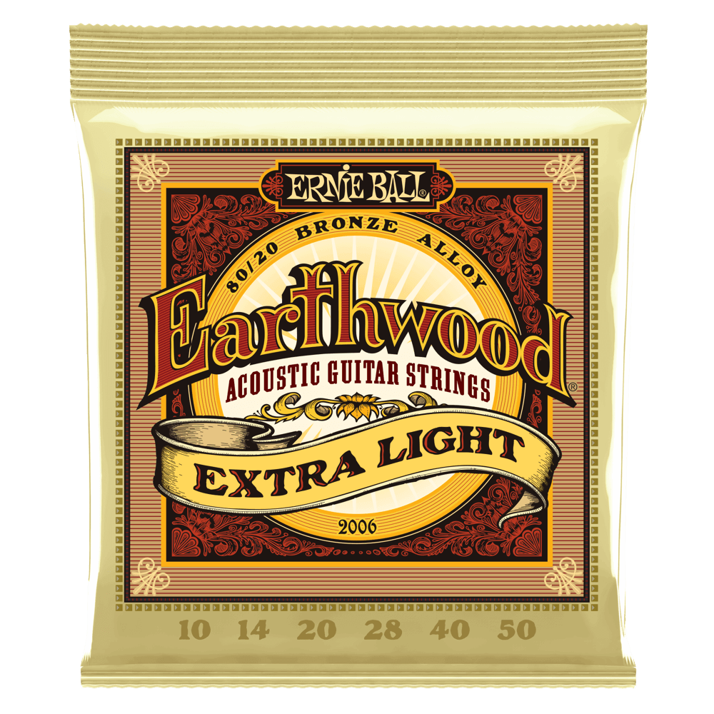 Ernie Ball Earthwood Extra Light 80/20 Bronze Acoustic Guitar Strings, 10-50 Gauge