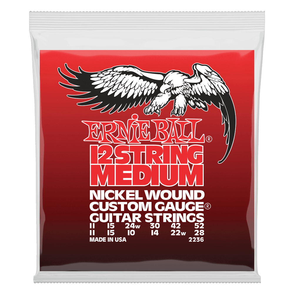 Ernie Ball Medium 12-String Nickel Wound Electric Guitar Strings, 11-52 Gauge