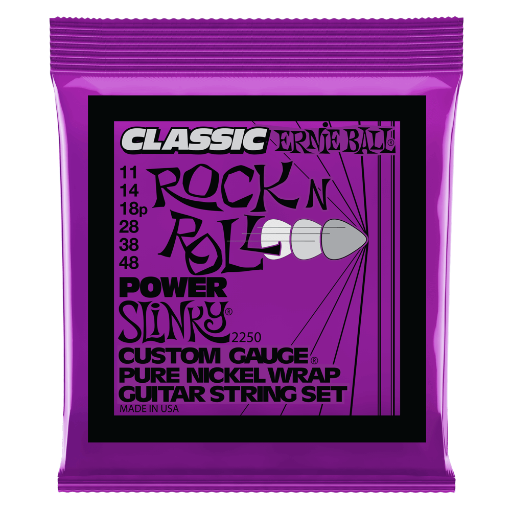 Ernie Ball Power Slinky Classic Rock n Roll Pure Nickel Wrap Electric Guitar Strings 11-48 Gauge