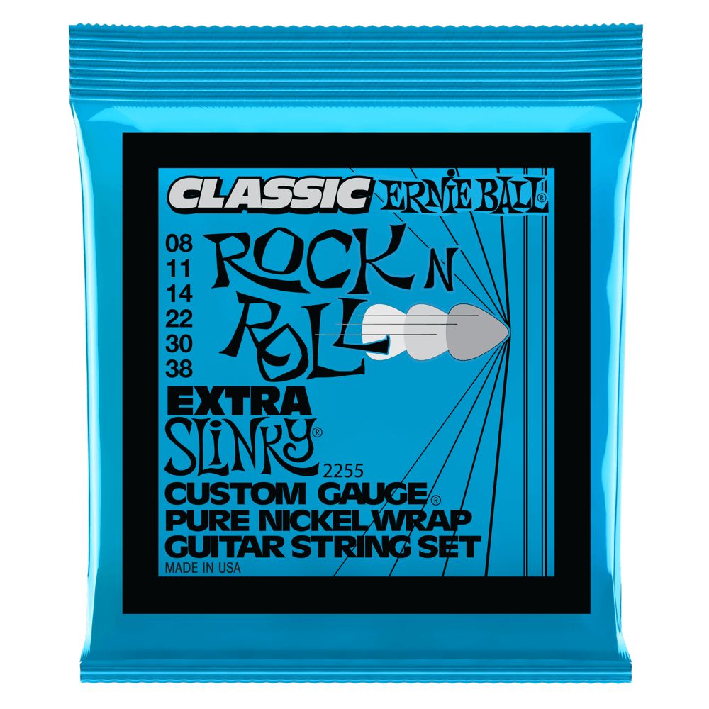 Ernie Ball Extra Slinky Classic Rock n Roll Pure Nickel Wrap Electric Guitar String, 8-38 Gauge
