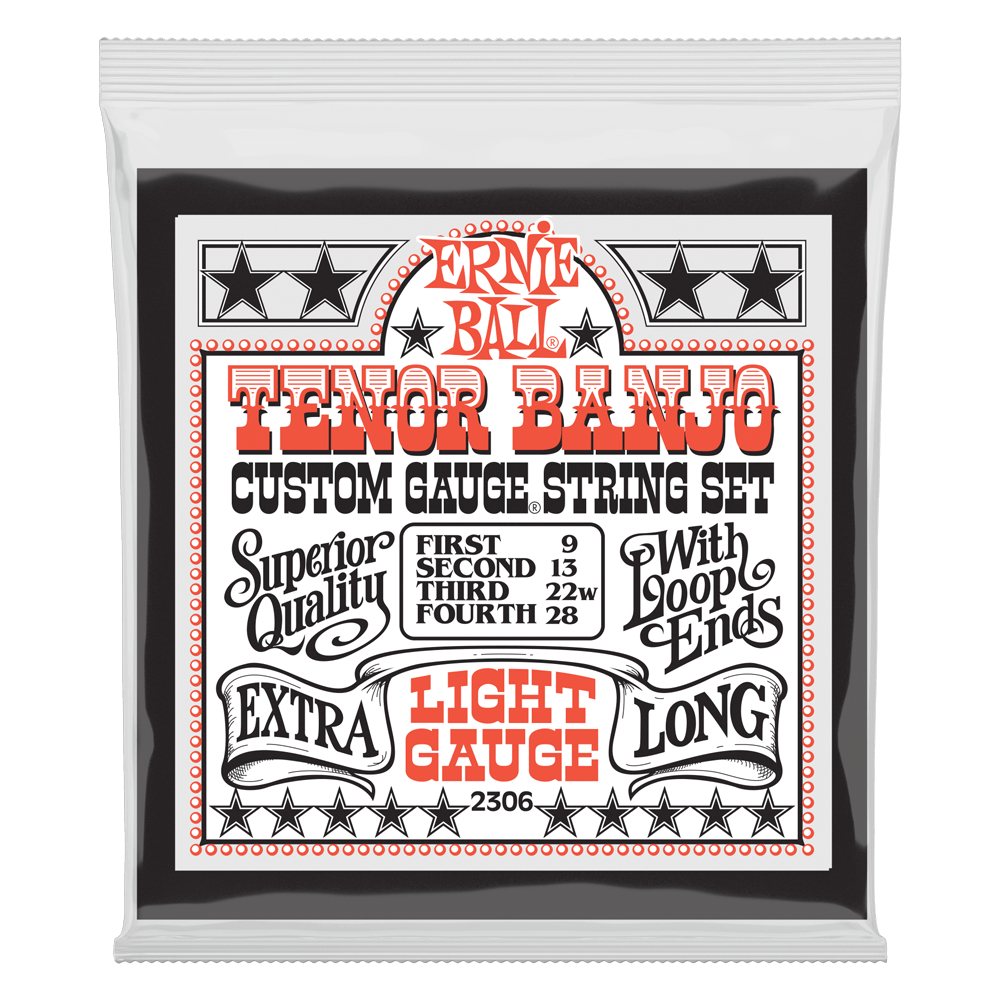 Ernie Ball Light Loop End Stainless Steel Tenor Banjo Strings, 9-28 Gauge