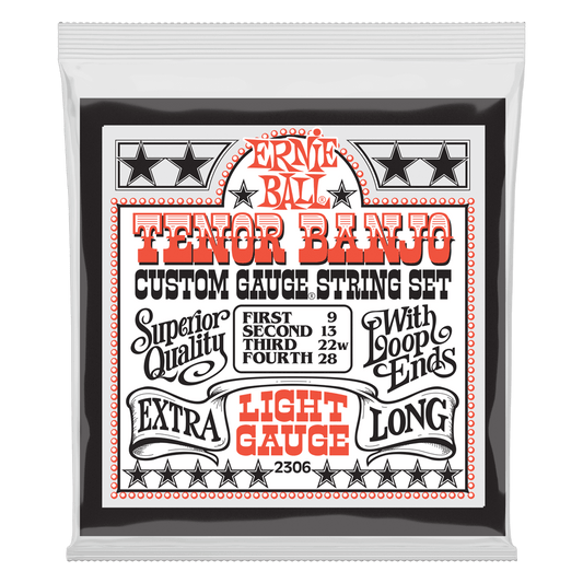 Ernie Ball Light Loop End Stainless Steel Tenor Banjo Strings, 9-28 Gauge