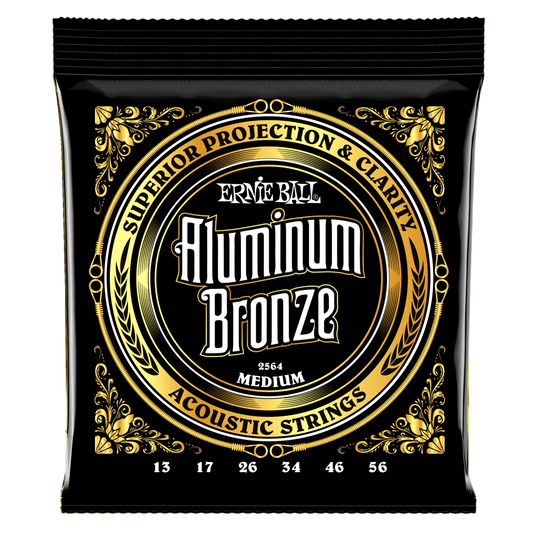 Ernie Ball Medium Aluminum Bronze Acoustic Guitar Strings, 13-56 Gauge