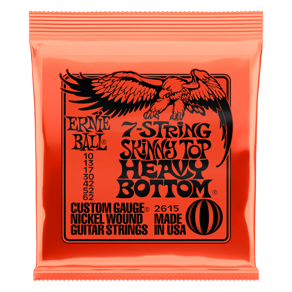 Ernie Ball Skinny Top Heavy Bottom Slinky 7-String Nickel Wound Electric Guitar Stings 10-62 Gauge