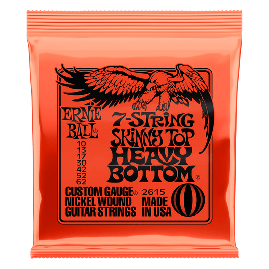 Ernie Ball Skinny Top Heavy Bottom Slinky 7-String Nickel Wound Electric Guitar Stings 10-62 Gauge