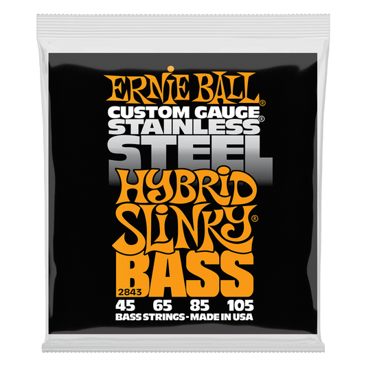 Ernie Ball Hybrid Slinky Stainless Steel Electric Bass Strings, 45-105 Gauge