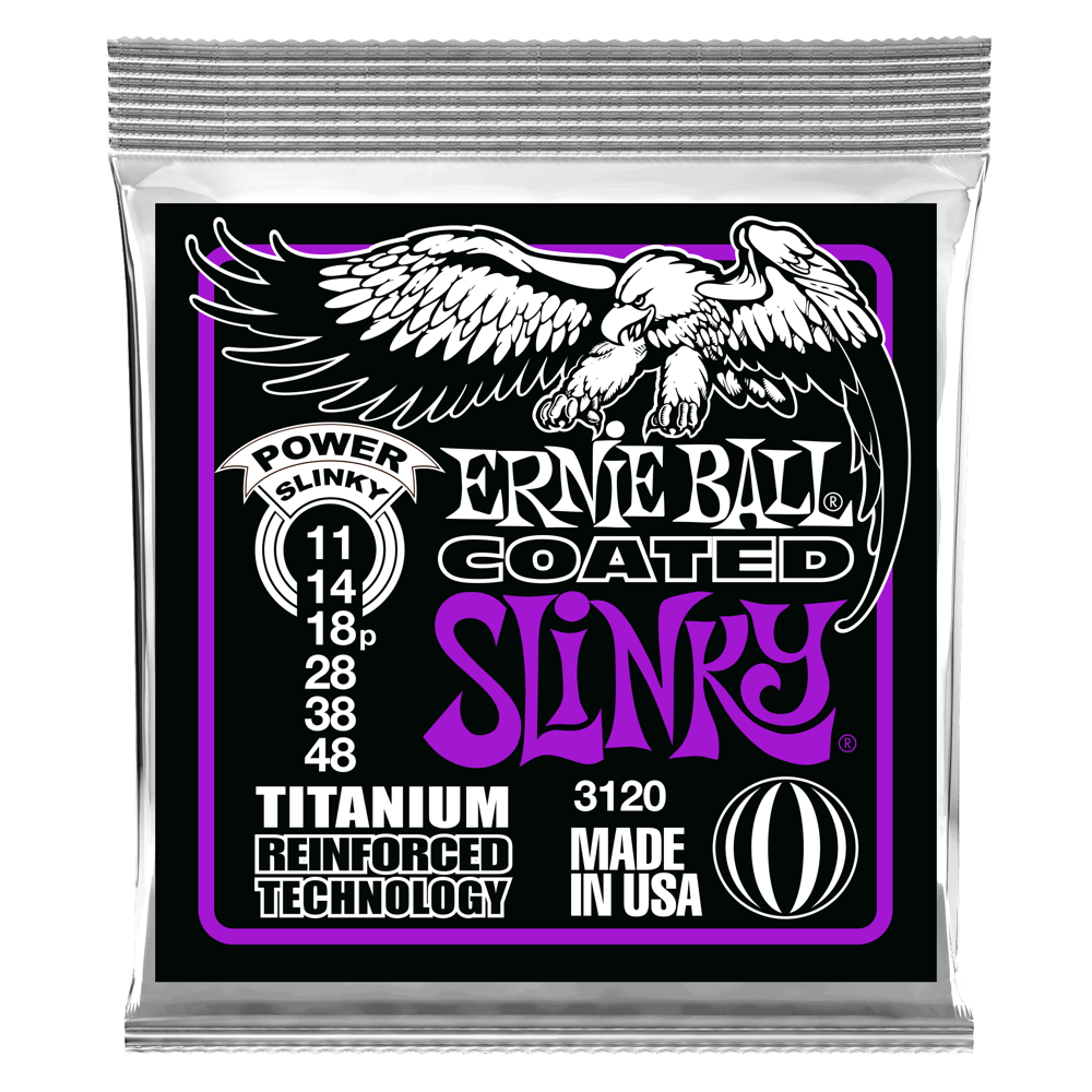 Ernie Ball Power Slinky Coated Titanium RPS Electric Guitar Strings 11-48 Gauge