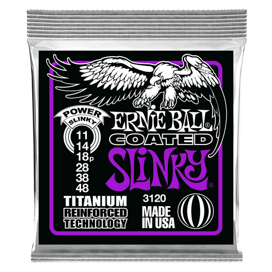 Ernie Ball Power Slinky Coated Titanium RPS Electric Guitar Strings 11-48 Gauge