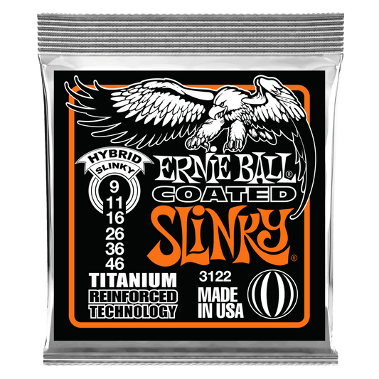 Ernie Ball Hybrid Slinky Coated Titanium RPS Electric Guitar Strings, 9-46 Gauge