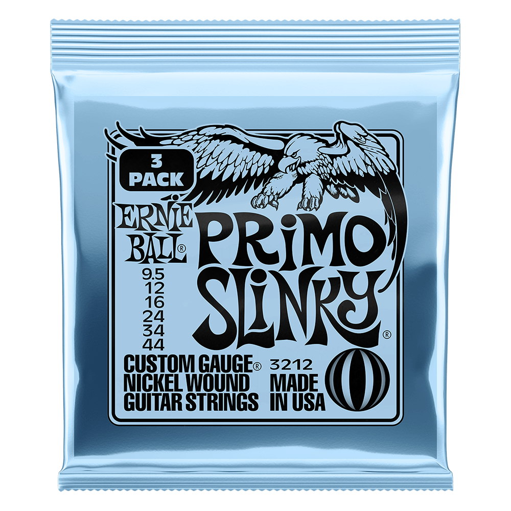 Ernie Ball Primo Slinky Nckl Wnd Elec Gtr Strings 3 Pk 9.5 44