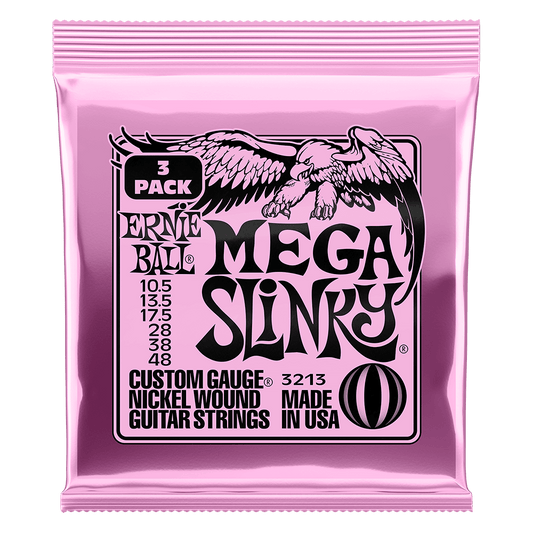 Ernie Ball Mega Slinky Nckl Wnd Elec Gtr Strings 3 Pk 10.5 48