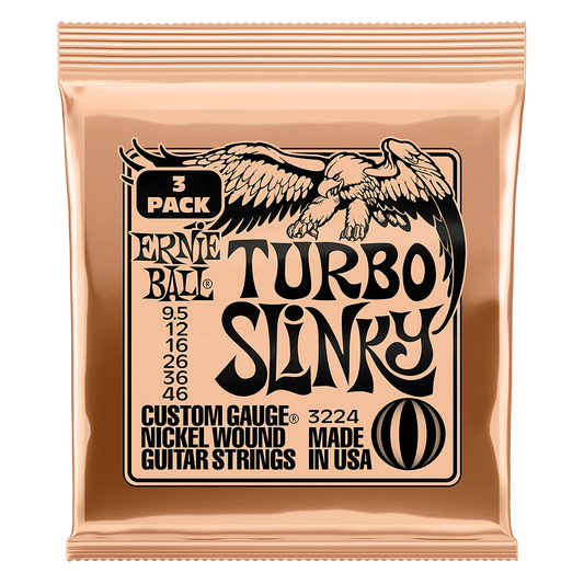 Ernie Ball Turbo Slinky Nckl Wnd Elec Gtr Strings 3 Pk 9.5 46