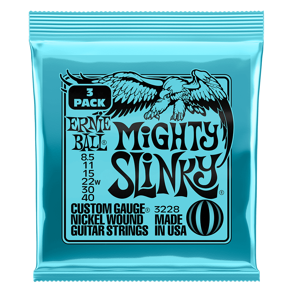 Ernie Ball Mighty Slinky Nickel Wound Electric Guitar Strings 3 Pk 8.5-40