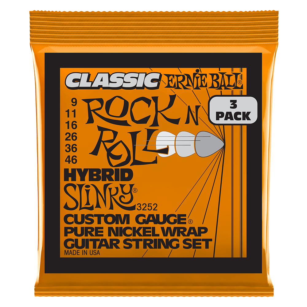 Ernie Ball Hybrid Slinky Classic RnR Pure Nickel Electric Guitar Strings 3 Pk 9-46