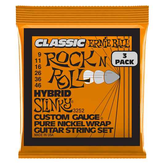 Ernie Ball Hybrid Slinky Classic RnR Pure Nickel Electric Guitar Strings 3 Pk 9-46