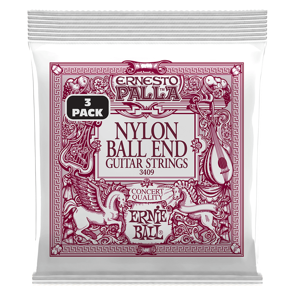 Ernie Ball Ernesto Palla Black and Gold Ball End Nylon Classical Guitar Strings 3 Pk