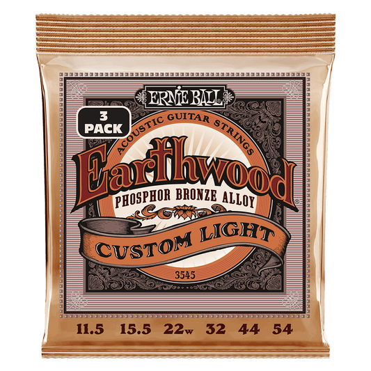 Ernie Ball Earthwood Custom Light Phos Bronze Acoustic Guitar Strings- 3 Pk 11.5/54