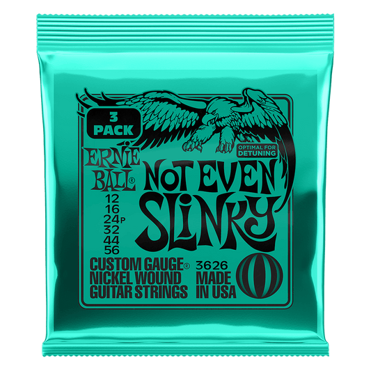 Ernie Ball Not Even Slinky Nickel Wound Electric Guitar Strings 3 Pk 12-56