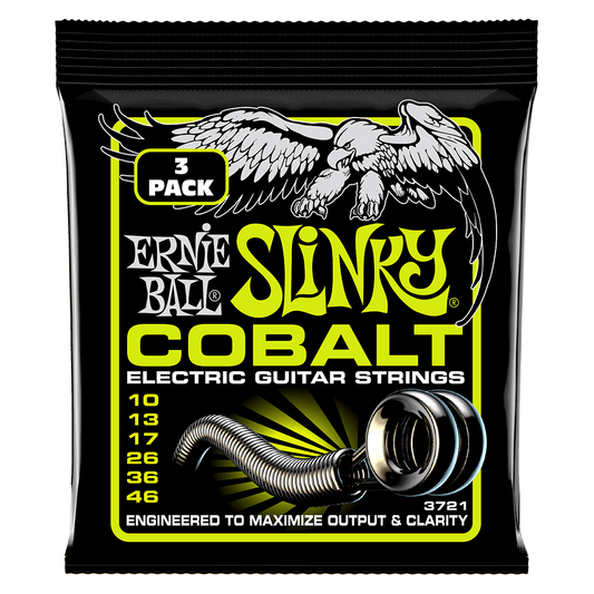 Ernie Ball Regular Slinky Cobalt Electric Guitar Strings 3 Pieces Pack, 10-46 Gauge