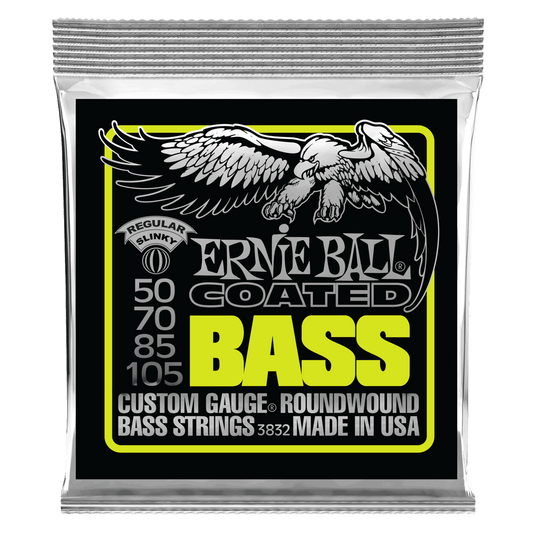 Ernie Ball Regular Slinky Coated Electric Bass Strings, 50-105 Gauge