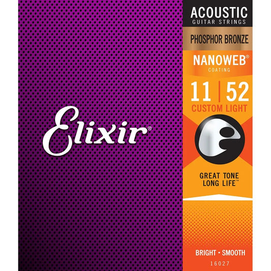 Elixir Phosphor Bronze Nanoweb Custom Light 11-52