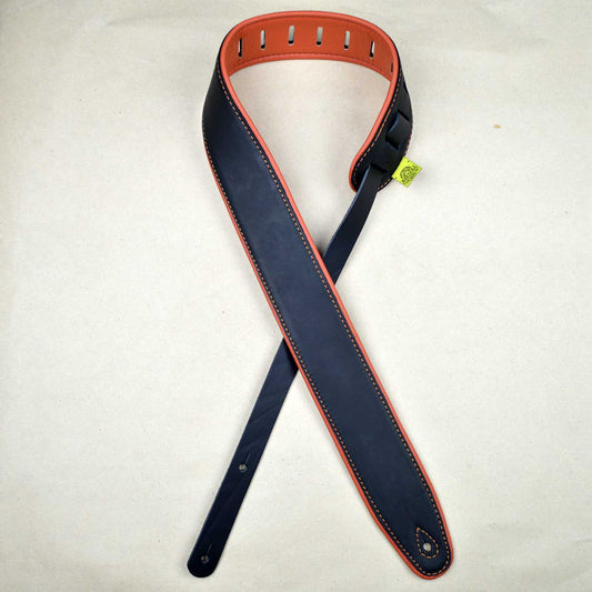 Colonial Leather 2.5 Padded Upholstery Leather Guitar Strap Black & Orange