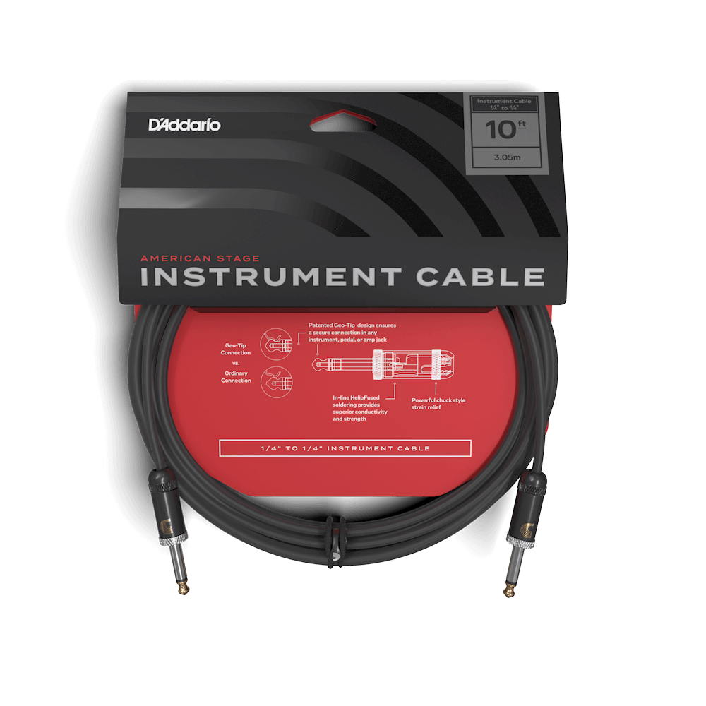 D'Addario American Stage Instrument Cable 10' Straight
