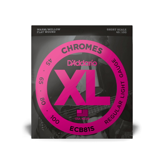 D'Addario ECB81S Chromes Short Scale Flat Wound Bass Strings 45-100